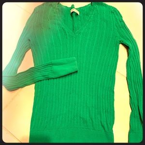 Green cable knit sweater